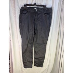 Glitzy Girl Black Coated Skinny Jeans Leather Look High Rise Size 16